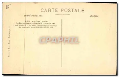 A Creuse pitoresca — vista do barragem e da fábrica — Goll, G. et Fils, Châteaudoux, n° 770 — Verso