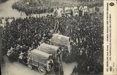 Les Zeppelins sur Paris — Funérailles des victimes — Visé, Paris