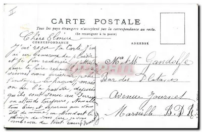 Ptak na kwiatowym pniu — motywy roślinne i ptak — wydawca J. Renauld — Rewers