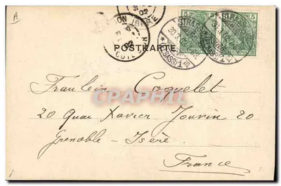 Alsacjanka — kobieta w stroju tradycyjnym z tkackim stołem — wydawca Tui. M. & Cie, St. 2 — Rewers