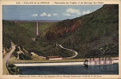 Vale da Sioule — Panorama do Viaduto e do Barragem dos Fades — B. Laville, Montluçon