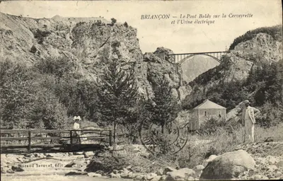 Briançon — O Ponte Baldy sobre a Cerveyrette e a Usina Elétrica — Durand Savovat, editor