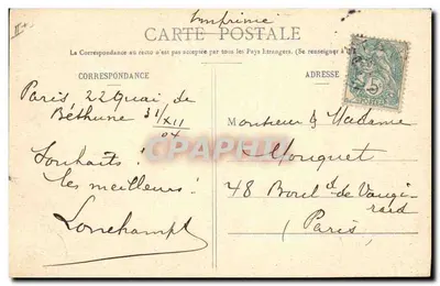 Ancestro y niña — Año Nuevo 1905 — Fototipia A. Bergeret & Cie, Nancy — Reverso