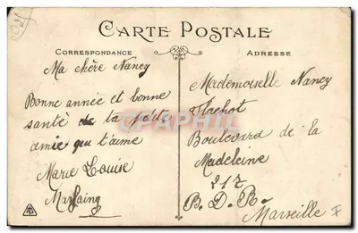 Bilhete postal antigo Fantasia Flores — Verso
