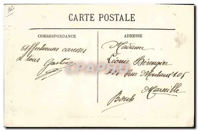 Cuirassé amerykański "Louisiana" — statek admirała w przystani Cherbourg — fotografia — wydawca nieznany — Rewers