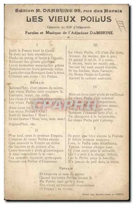 I Vecchi Poilus — Canzone del 360° Reggimento d'Infanteria — Edizione M. DAMBRINE — Verso