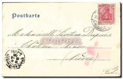 Stara pocztówka Folklore Alsace — Rewers