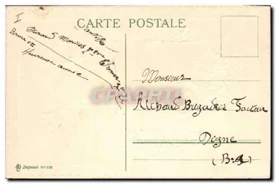 Bonne Année — dekor z lilium i kotwą — Kartka pocztowa zdeponowana N°558 — Rewers