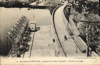 Barrage sur le Cher à Rochebut — Sommet de la Digue — Lib. Chaubaron Pellissier, Montluçon