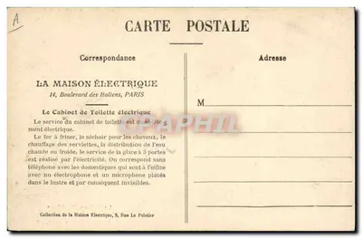 電気化された化粧室 — La Maison Électrique, 2, Rue Le Peletier, PARIS — 裏面