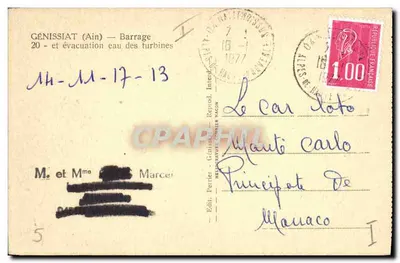 Génissiat (Ain) — Barrage 20 - e evacuação da água das turbinas — Edit. Perrier - Génissiat — Verso