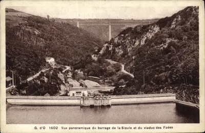 Vista panorâmica do dique da Sioule e do viaduto das Fades — G. d'O 1602