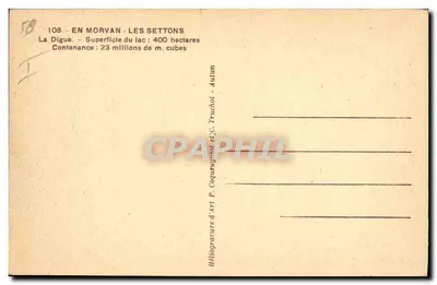 La Digue - No Morvan - Les Settons — Héliogravure d'Art P. Coquenou et J.C. Truchot — Verso