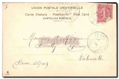 Flores coloridas — cartão postal de Valensolle — Union Postale Universelle — Verso