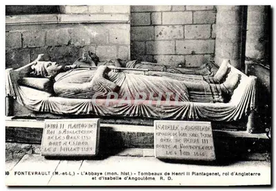 Fontevrault (Monumento histórico) — Tumbas de Henrique II Plantageneta, rei da Inglaterra e Isabelle d'Angoulême — R. D.
