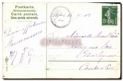 Bilhete postal antigo Aves — Verso