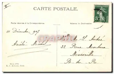 Dois pássaros em galho de ivor — Boa e feliz ano novo — K. F. Editores, Paris, Série 1074 — Verso