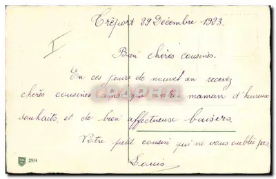 Pássaros em galho — Boa Ano — editor não visível — Verso