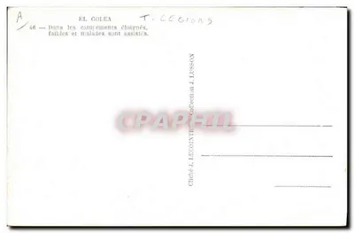 Camping militar desértico — El Colea — cliché J. Lusson — Verso
