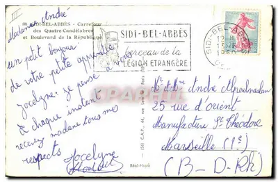 Praça central de Sidi-Bel-Abbès — estátua de um soldado — editor Réal-Photo — Verso