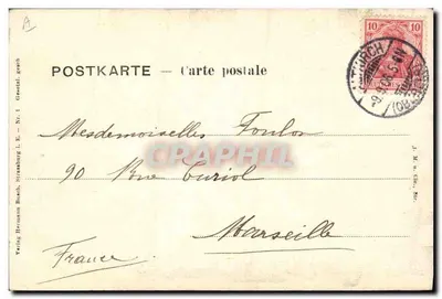 Stara pocztówka Folklore Alsace Souvenir — Rewers