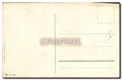 Carta de felicitações com coroa de flores — cena de paisagem — editor Ser 810 — Verso