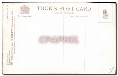 Bukiet róż — Tuck's Post Card, Flower Studies No. 3978 — Rewers