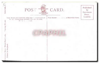 Flores amarelas — carta de aniversário — Davidson Bros. London, série 6185 — Verso