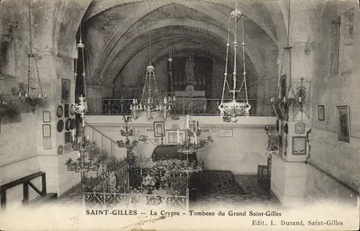 Saint-Gilles — A Cripta — Túmulo do Grande Saint-Gilles — Edit. L. Durand, Saint-Gilles