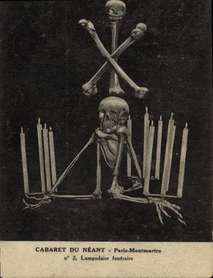 Bilhete postal antigo Cabinet du Neant Paris Montmartre Lampadaire funerário