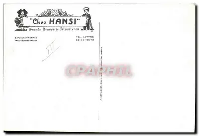 Chez HANSI — Wielka Brasseria Alzacka — 3, Place de Rennes, Paris-Montparnasse — Rewers