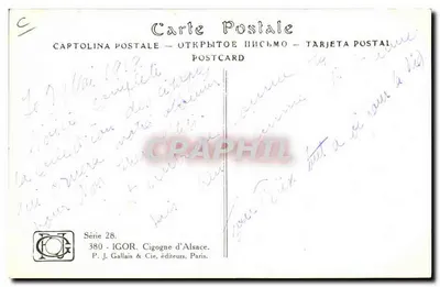 Cegonha da Alsácia — Série 28 — IGOR & P. J. Gallais & Cie, Paris — Verso