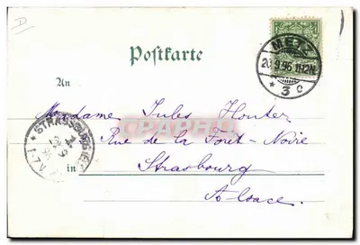 Duas jovens mulheres em trajes tradicionais — Alsace-Lorraine — editor: Druck v. Altmüller & Co. Frankfort a/M. — Verso