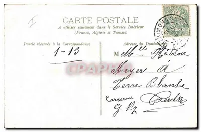 Buen año – flores azules y blancas – tarjeta postal francesa — Reverso
