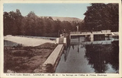 Langeac — O dique sobre o Allier da Usina Elétrica — La Haute-Loire Illustrée