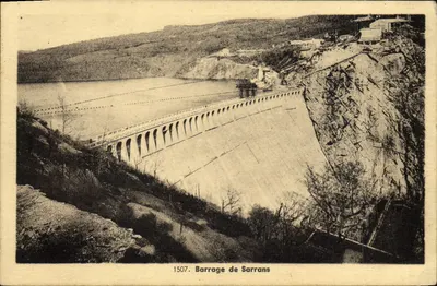 Represa de Sarrans — vista panorâmica — Edições Martin-Tanit, n° 1507