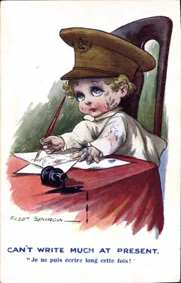 Criança em uniforme militar — desenho humorístico — Fredt Spurgin