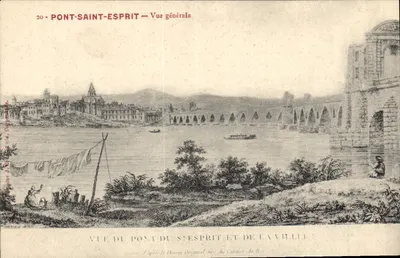 Pont-Saint-Esprit — Vista geral — Gravura segundo o desenho original do Cabinet du Roi