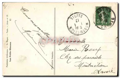 Ptaki — Szczęśliwy Nowy Rok — A. Noyer, seria n° 19 — Rewers