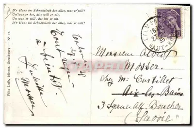D'r Hans im Schnokeloch — C. Spindler — Félix Luib, Strasbourg — Nr 10 — Rewers