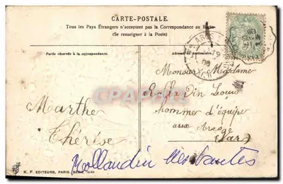 Lilás e colombe — Amizade sincera — K. F. Éditeurs, Paris, série 1459 — Verso