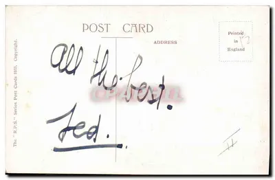 Chien sous parapluie — 'Somewhere the Sun is Shining' — R.P.S. Series Post Cards 1833 — Verso