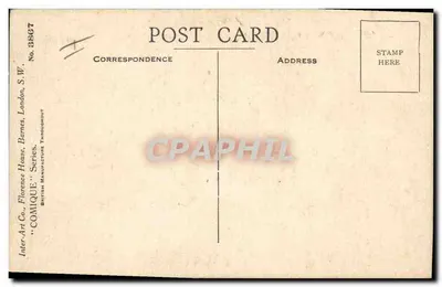 Criança olhando pela janela — cena humorística — Inter-Art Co., Florence House, Barnes, London, S.W. — n° 3867 — Verso