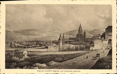 Vista de CLUNY segundo uma antiga gravura — Editor não visível