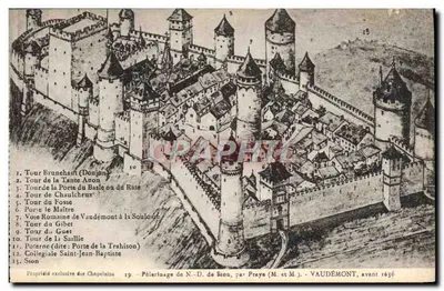 Vaudémont — Castelo forte e cidade antes de 1636 — Pèlerinage de N.-D. de Sion, por Praye (M. e M.)