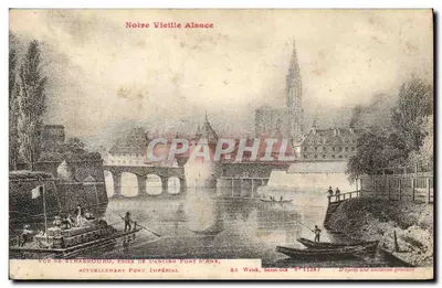 Vista de Estrasburgo, tomada do antigo porto de Ank - Atualmente ponte imperial — Ad. Weich, Sèvres-Dix, N° 13347