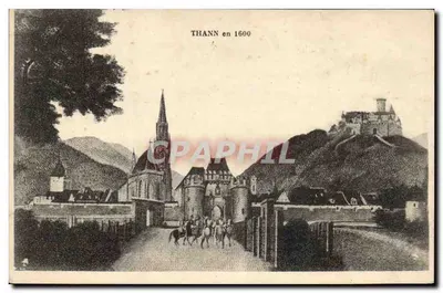 Thann em 1600 — vista histórica com igreja e castelo — editor não visível