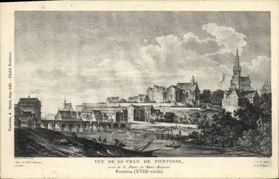 Vista da cidade de Pontoise, vista da Planicie de Mont-Buisson (século XVIII) — A. Seyes, imp.-edit. Pontoise
