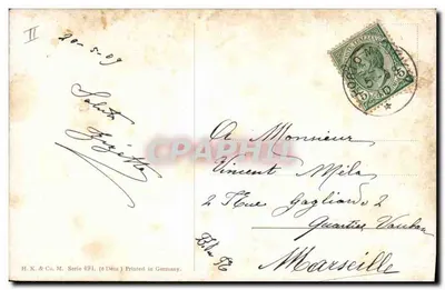 Chamois e águia — H.K. & Co. M. Série 494 — Impressa na Alemanha — Verso