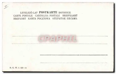 Lis i czarne krukowie na śniegu — ilustracja R.A. Johmann — B.K.W.L. 582-11 — Rewers